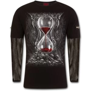 Image of Sands of Death Mens Large Mesh Sleeve Zip Shoulder Long Sleeve T-Shirt - Black