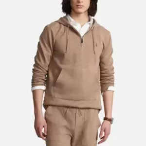 Image of Polo Ralph Lauren Mens Double Knit Quarter-Zip Hoodie - Italian Heather - L