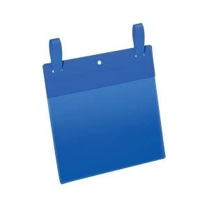 Image of Durable A5 Landscape Pocket with Fastening Strap Dark Blue Pack of 50