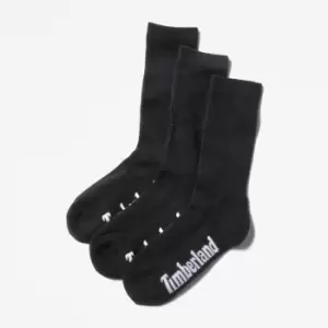 Image of Timberland Stratham 3-pack Crew Sport Socks For Men In Black Black, Size L