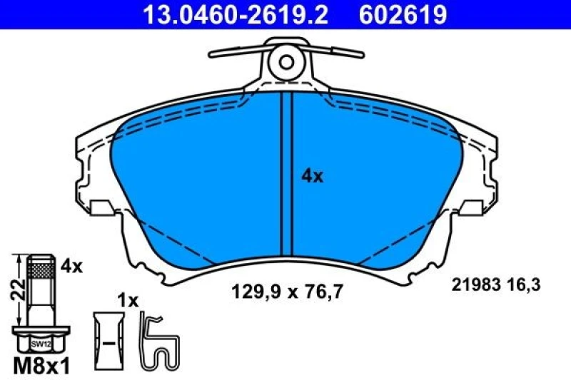 Image of Brake pad set ATE 13.0460-2619.2
