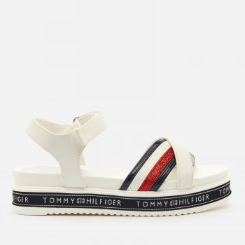 image of Tommy Hilfiger Girls Platform Velcro Sandals - White - UK 12.5 Kids