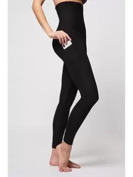 Image of TLC Sport Performance High Tummy Control Extra Strong Compression Side Pocket Legging - Black, Size 2XL, Inside Leg 29, Women