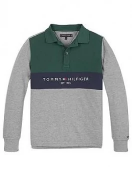 Image of Tommy Hilfiger Boys Long Sleeve Colourblock Polo - Grey