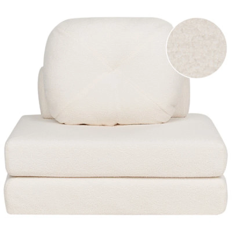 Image of Beliani Single Sofa Bed Olden Boucle White