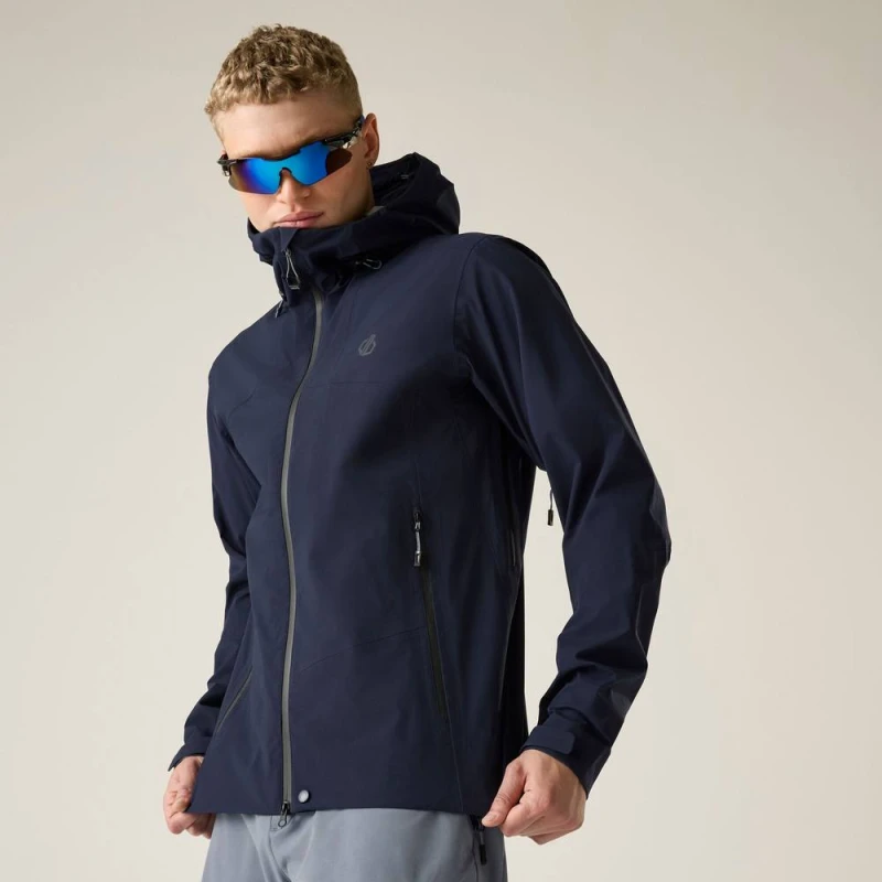 Image of Dare 2b Mens Apex 3 Layer Hooded Walking Waterproof Jacket in Mid Navy Size: Small Mid Navy Male S