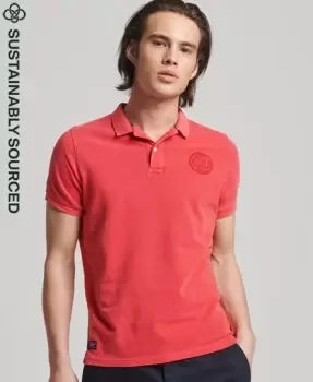 Image of Superdry Mens Organic Cotton Vintage Superstate Polo Shirt Red / Soda Pop Red - Size: L