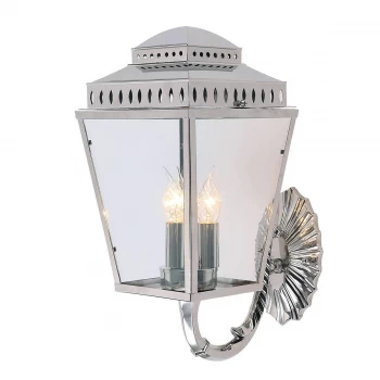 Image of 3 Light Outdoor Wall Lantern Light Polished Nickel IP44, E14