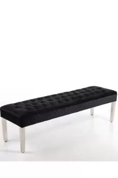 image of Precious Velvet Stitched Dining Bench 135 cm, Solid Chrome Leg