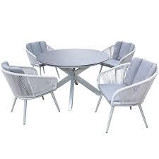 image of Royalcraft Aspen 6 Seat Firepit Dining Set - Grey - Garden & Outdoor