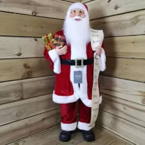 Image of 100cm Standing Indoor Santa Claus / Father Christmas with List Plush Decoration