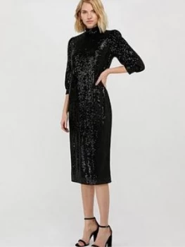 Monsoon Kalila Sequin Midi Dress - Black, Size XL, Women