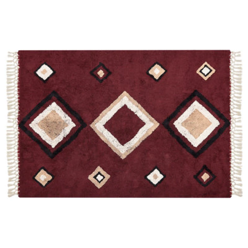 Image of Beliani Rug Siirt Red 140 X 200 Cm Cotton