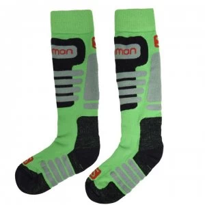 image of Salomon Access 2 Pack Ski Socks Mens - Lime/Black