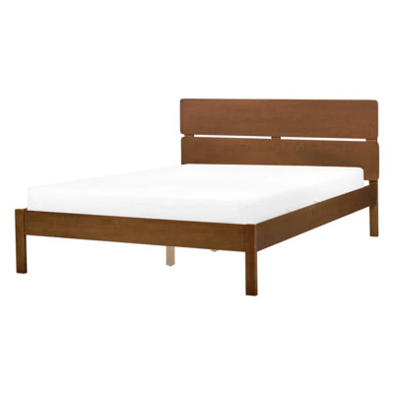 Image of Beliani Bed Wood Boisset 140 X 200 Cm (Eu Double) Dark Brown