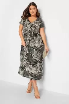 Image of Leaf Print Wrap Dress