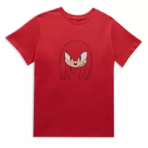 image of Sonic The Hedgehog Knuckles Face Kids T-Shirt - Red - 11-12 Years