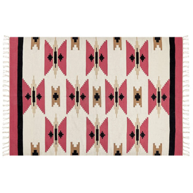 Image of Beliani Rug Garni Multicolour 160 X 230 Cm Cotton Kilim