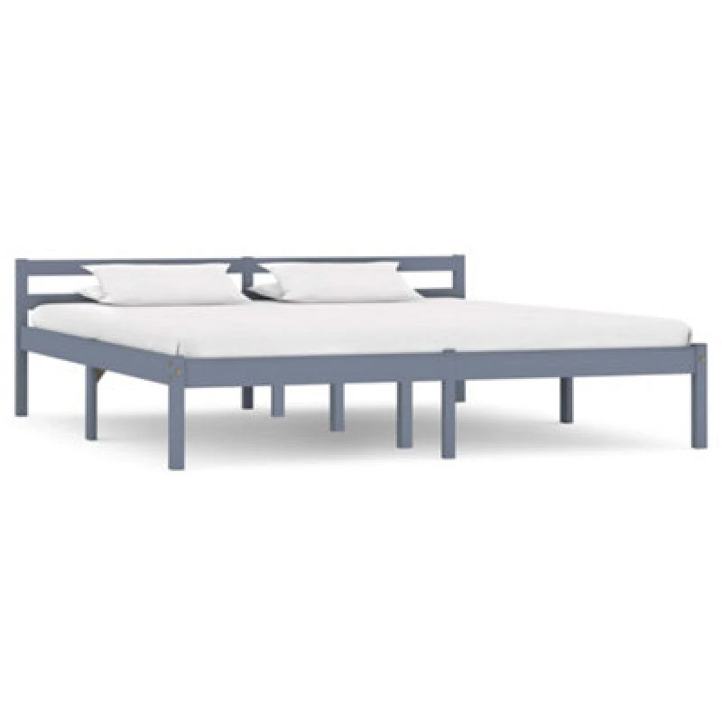 Image of vidaXL Solid Pine Wood Bed Frame Grey 180x200cm 6FT Super King Home Bedroom
