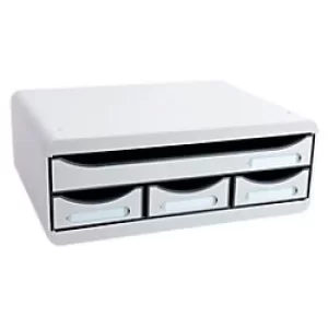 image of Exacompta Drawer Unit with 4 Drawers Toolbox Mini Plastic Light Grey 35.5 x 27 x 13.5 cm