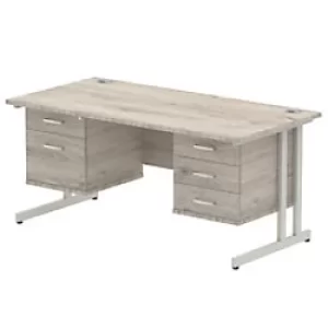 image of Dynamic Ergonomic Desk Impulse MIRDC16FP2FP3GRY Rectangular MFC 1400 mm x 800 mm x 730 mm Grey Oak