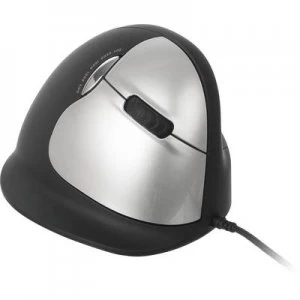 Image of R-GO Tools RGOBRHEMLR Corded Ergonomic mouse Optical Ergonomic Black, Silver