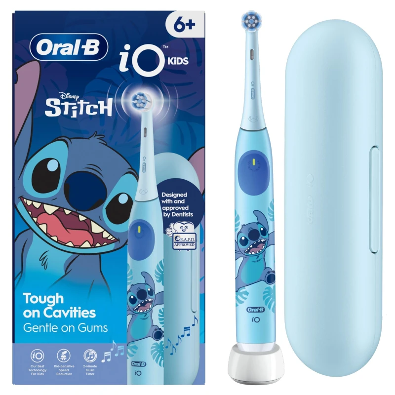 Image of ORAL-B iO2 Kids Electric Toothbrush & Travel Case - Disney Stitch, Blue 8700216931779
