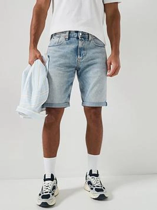 Image of Tommy Jeans Mens Ronnie Denim Shorts - Blue Male 30 R