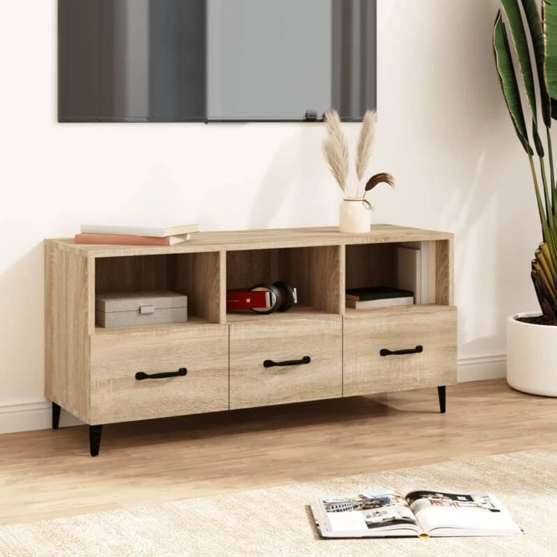 Image of vidaXL TV Cabinet Sonoma Oak 102x35x50cm Engineered Wood, Brown 812612