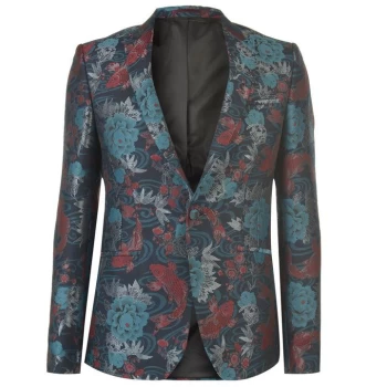 Image of Label Lab Mason Koi Fish Jacquard Suit Jacket - Black
