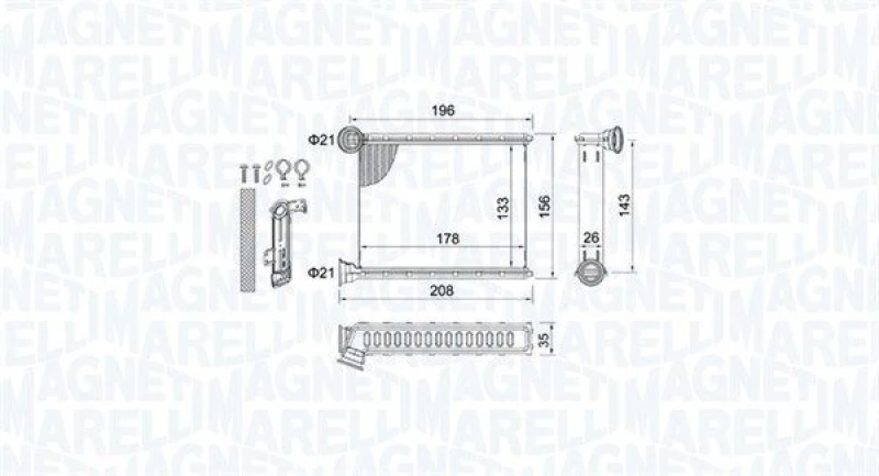 Image of MAGNETI MARELLI Heater matrix MAGNETI MARELLI 350218459000