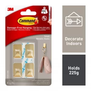 Image of Command Metallic Hooks Small Pack of 4, Brass