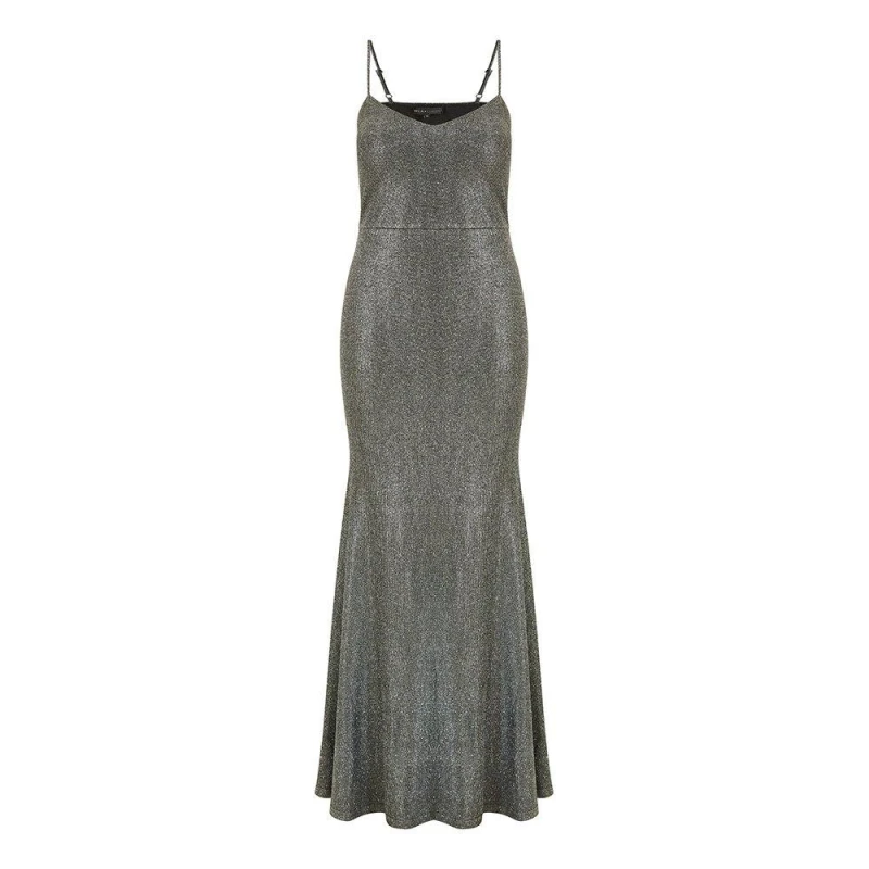 Image of Mela London Mela London Black Fitted Strappy Maxi Dress Black 8