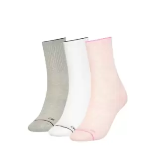 Image of Calvin Klein Athletic Crew Socks 3 Pack Womens - Pink