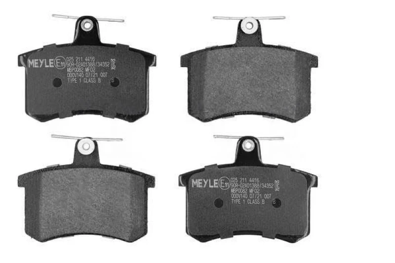 Image of MEYLE 025 211 4416 Brake pad set Rear Axle, excl. wear warning contact, Original Quality, with anti-squeak plate Brake Pad Set,disc brake (402)