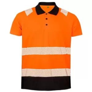 Result Genuine Recycled Mens Safety Polo Shirt (L-XL) (Fluorescent Orange)