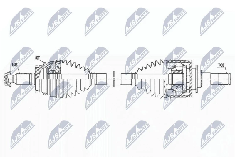 Image of NTY NPW-MS-077 Drive shaft Automatic Transmission, Rear Axle Right Drive Shaft (13)