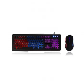 image of Spire Avenger Illuminated Gaming Desktop Kit, 3-Colour LED Backlit Keyboard, 1600/2400/3200 DPI Mouse UK Layout