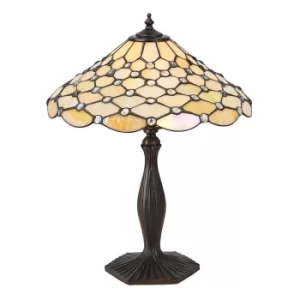 image of Tiffany Pearl 1 Light Medium Pearl Table Lamp Dark Bronze