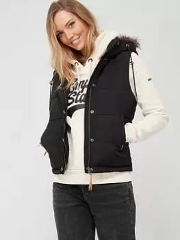Image of Superdry Vintage Everest Faux Fur Gilet - Black, Size 10, Women