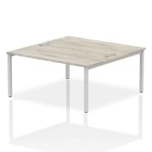 image of Impulse Bench B2B 2 Person 1600 Silver Frame Office Bench Desk Grey Oak