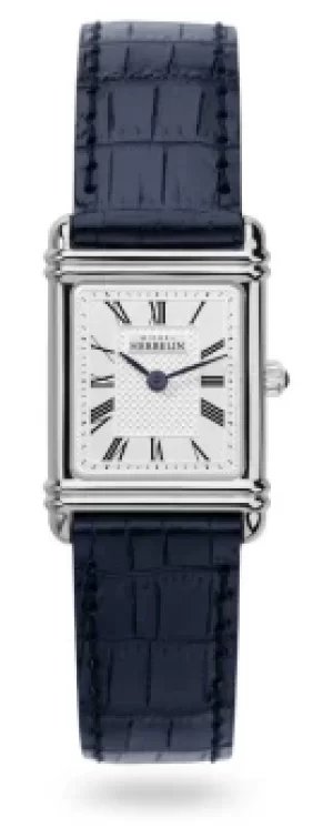 image of Michel Herbelin Art Deco Blue Leather Strap 17478/ Watch