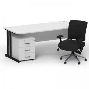 Image of Impulse 1600800 Black Cant Desk White 3 Dr Mobile Ped & Chiro Med