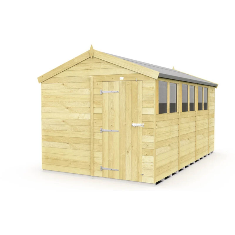 Image of Flat Pack Sheds DIY Sheds 8 x 14 Apex Shed, Brown 8X14AFF