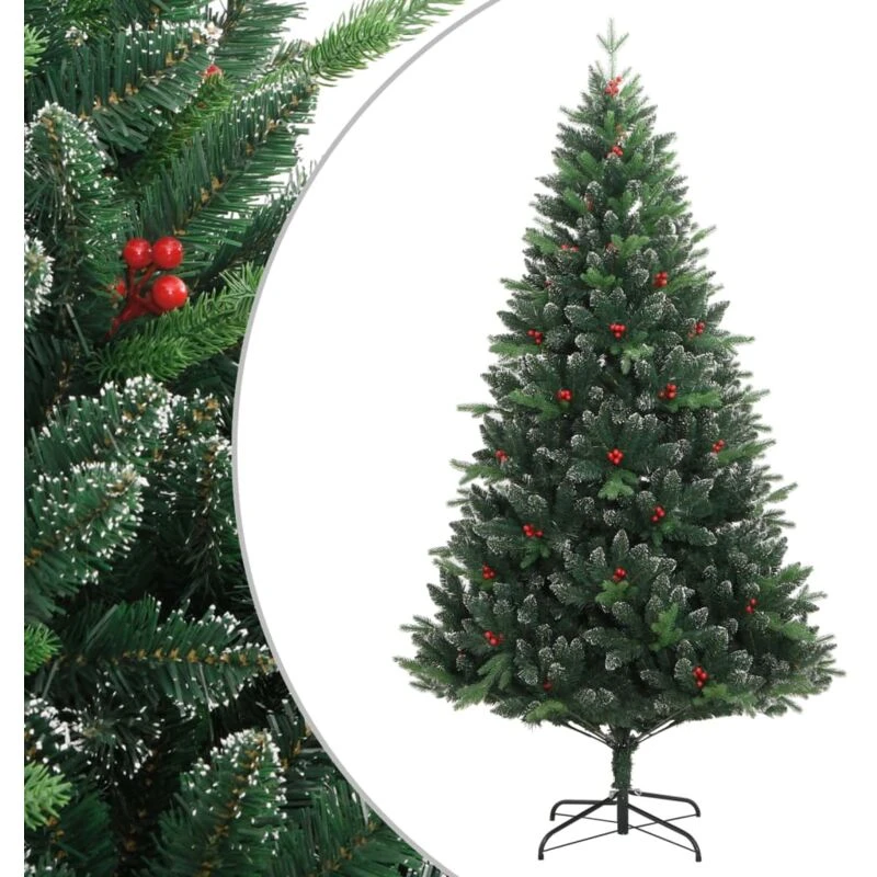 Image of VIDAXL Vidaxl - Artificial Hinged Christmas Tree with Red Berries 150cm 8720845442538