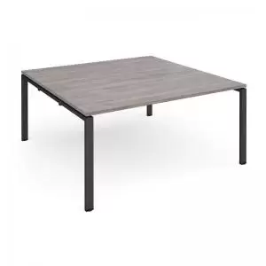 Image of Adapt square boardroom table 1600mm x 1600mm - Black frame and grey