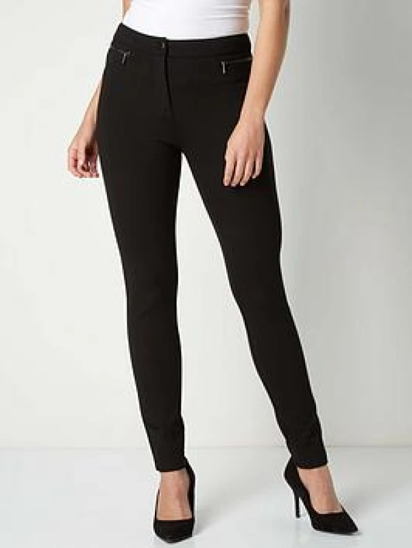 Image of Roman Zip Detail Stretch Trouser Black