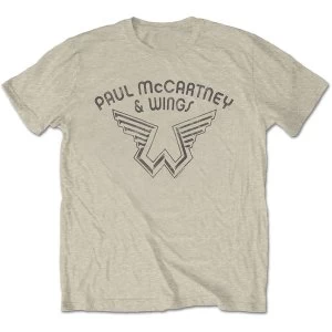 Image of Paul McCartney - Wings Logo Mens Large T-Shirt - Natural