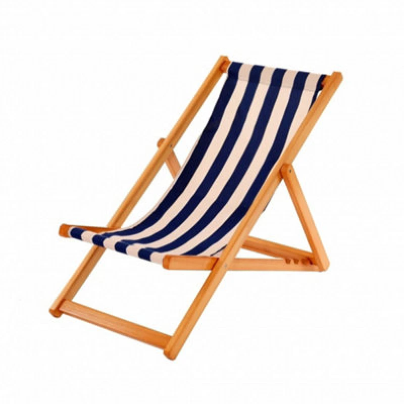 Image of Oypla Folding Hardwood Beach Deck Chair Blue