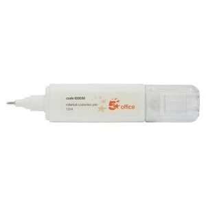 Image of 5 Star Office Rollerball Correction Pen Fine Metal Tip Applicator 12ml Pack 12